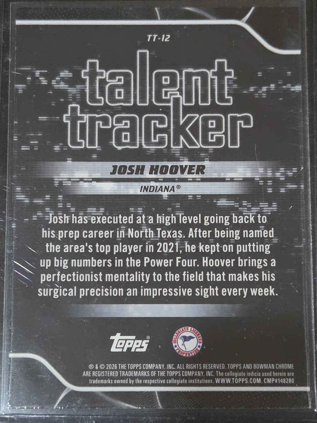 2026 Bowman #TT-12 Josh Hoover Talent Tracker Pink Refractor /250