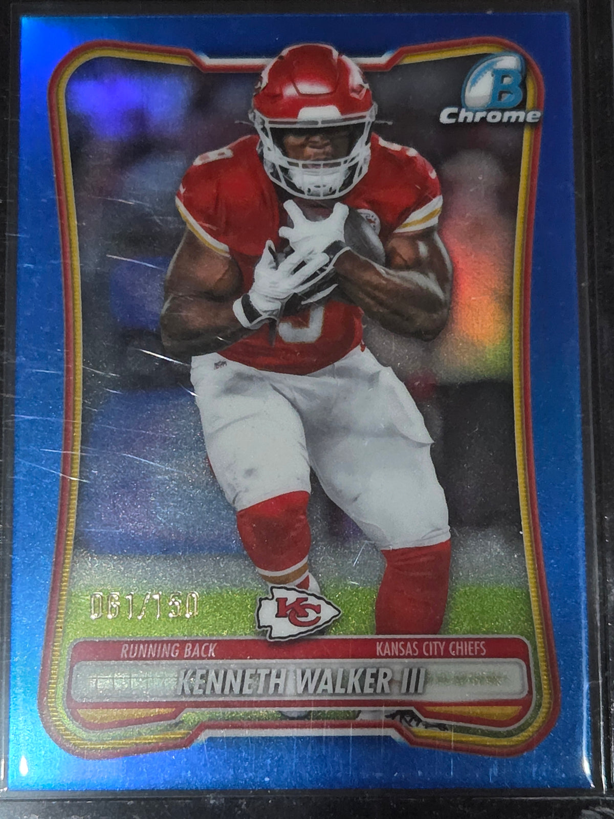 2026 Bowman #98 Kenneth Walker III Chrome Blue Refractor /150