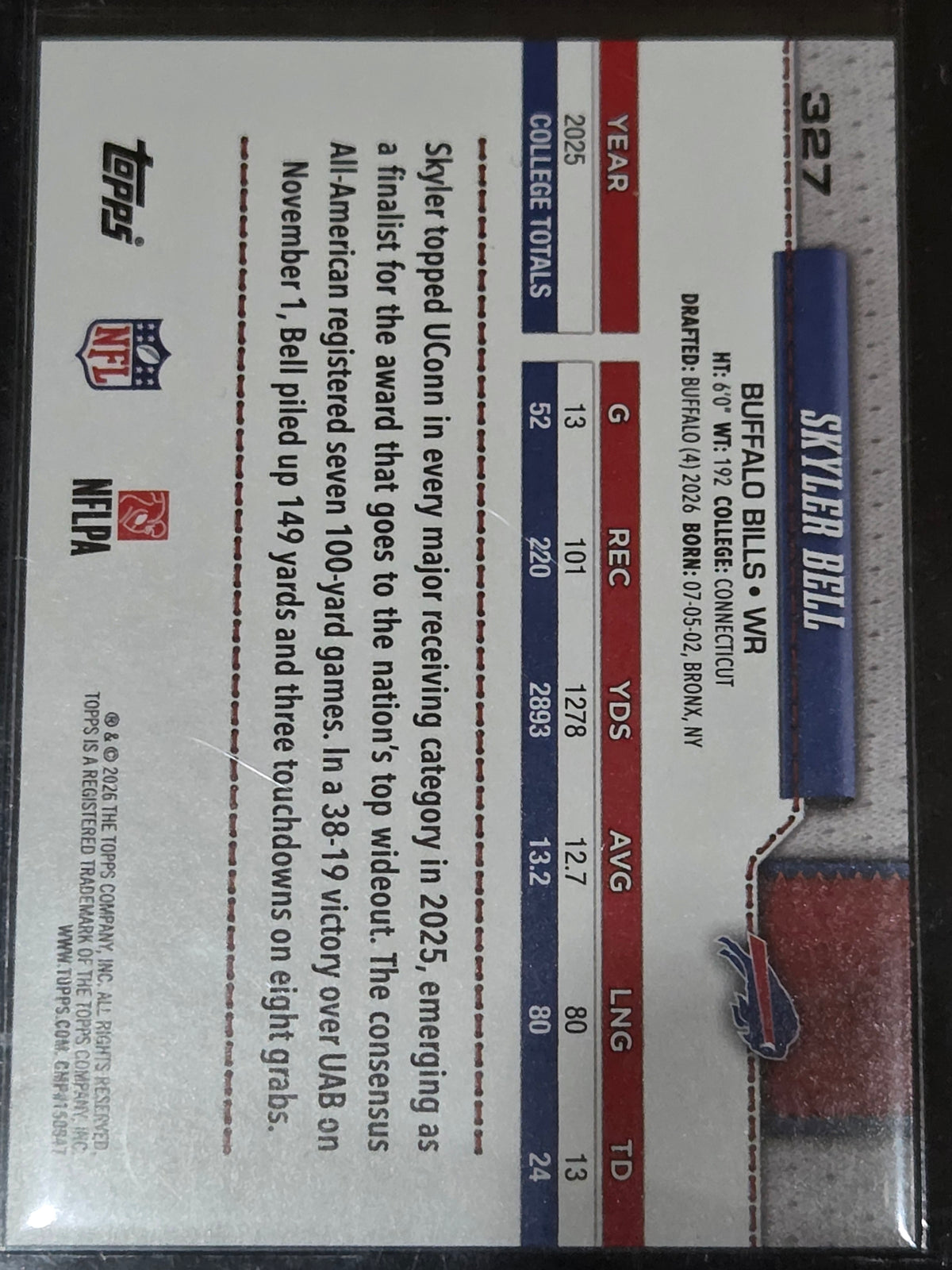 2026 Topps Flagship #327 Skyler Bell Team Color Border Variation