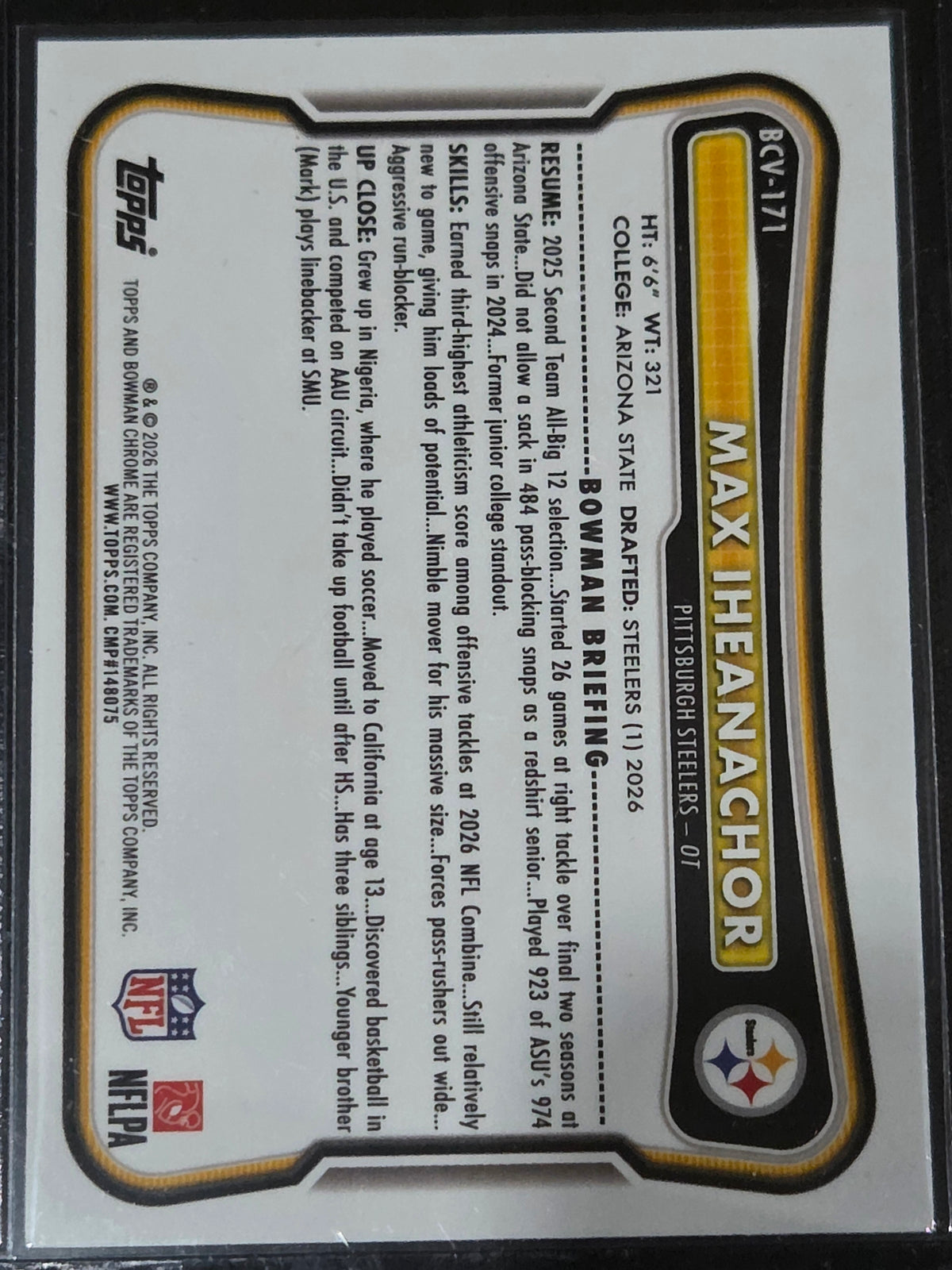 2026 Bowman #BCV-171 Max Iheanachor Chrome Speckle